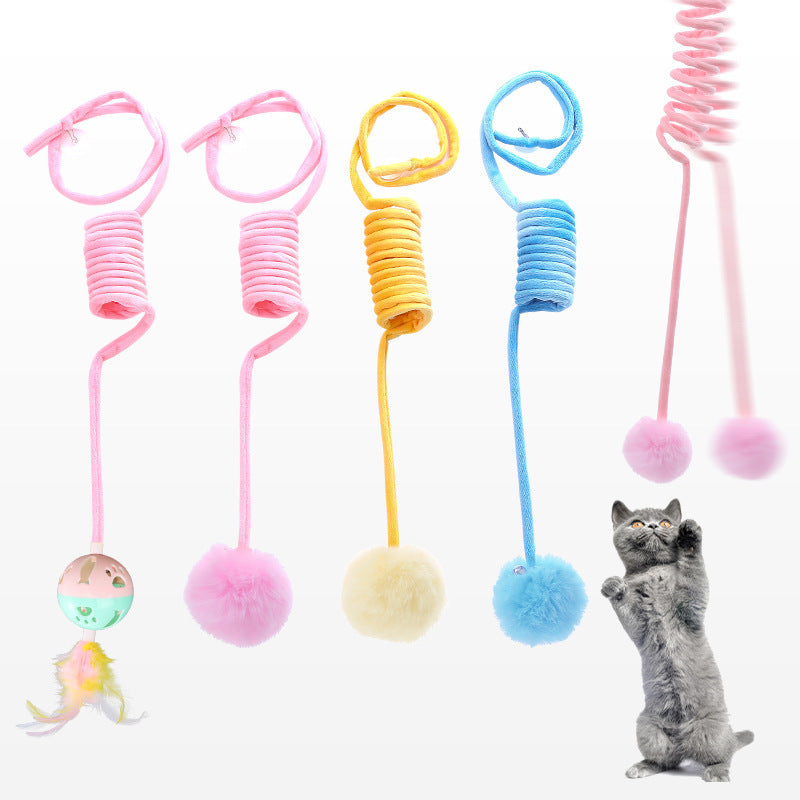 Cat Toy Self-Hi Sucker Spring Rabbit Hair Toys